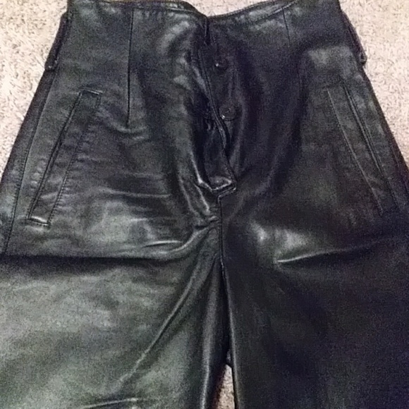 Grunge Vintage Italian Leather Black Pants - Picture 2 of 3